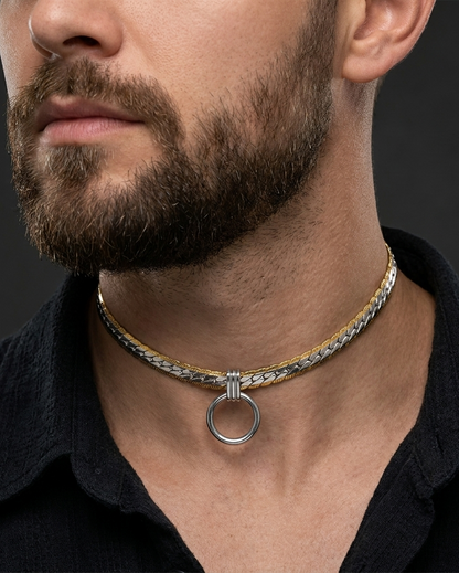 Steel Day Collar, Precision Fit Masc Style Choker, O-Ring Necklace, 14–20 Inch Sizes, Locking Option, BDSM Jewelry