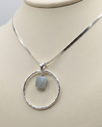 Sterling Silver Day Collar Necklace with Aquamarine - Locking Option - Handmade Luxury Partner Jewelry