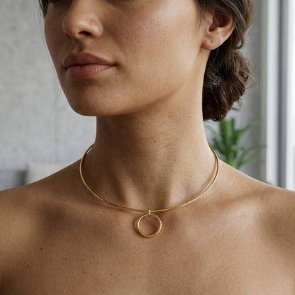 Steel Day Collar Rigid 1.5 mm Dainty Choker Necklace, Engraved Ring & Permanent Locking Option