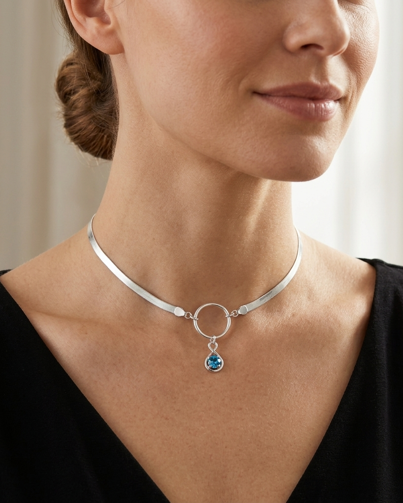Sterling Silver Herringbone Day Collar | 5mm Locking Option Necklace