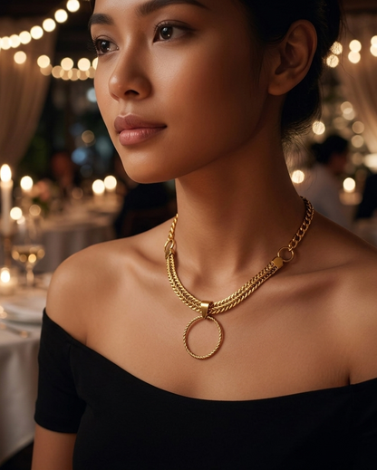 Bold Gold Steel Day Collar | Permanent Locking Necklace
