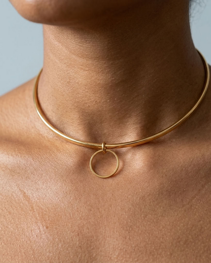 Gold Steel Day Collar – Rigid | Minimalist 4mm | Optional Permanent or Locking Clasp