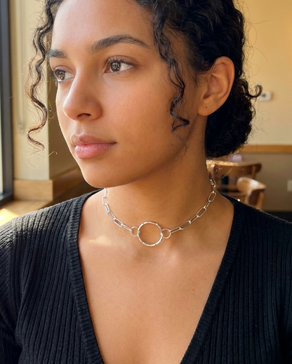 925 Solid Sterling Silver Day Collar Choker Necklace - Permanent Locking Option - Intimate Partner Jewelry