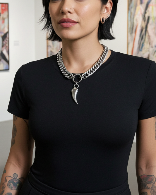 Wolfszahn Norse Fenrir oder Cat Claw Chunky Edgy Ästhetische Anhänger Halskette