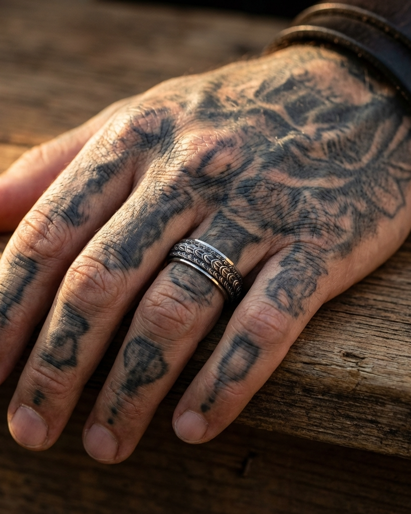 Steel Dragon Spine Fidget Spinner Norse Viking Style Ring