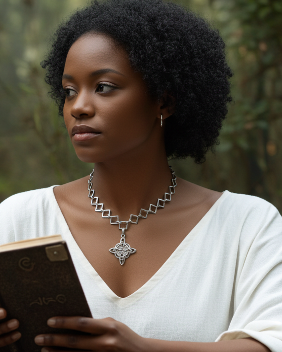 Nœud de sorcière celtique pendentif géométrique - Amulette de protection