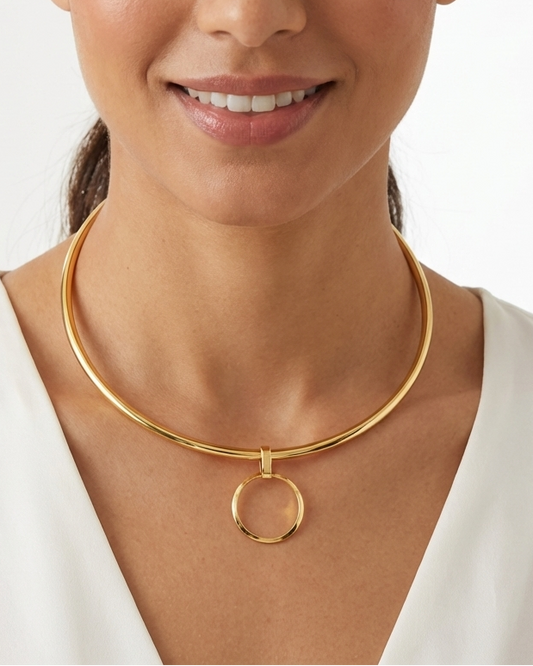 Gold Discreet Day Collar Choker Submissive Necklace with Permanent Locking Option