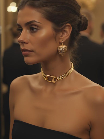 Shackle Lock Day Collar Gold Halskette - Chunky Intime Paare Ästhetische Verriegelung Choker