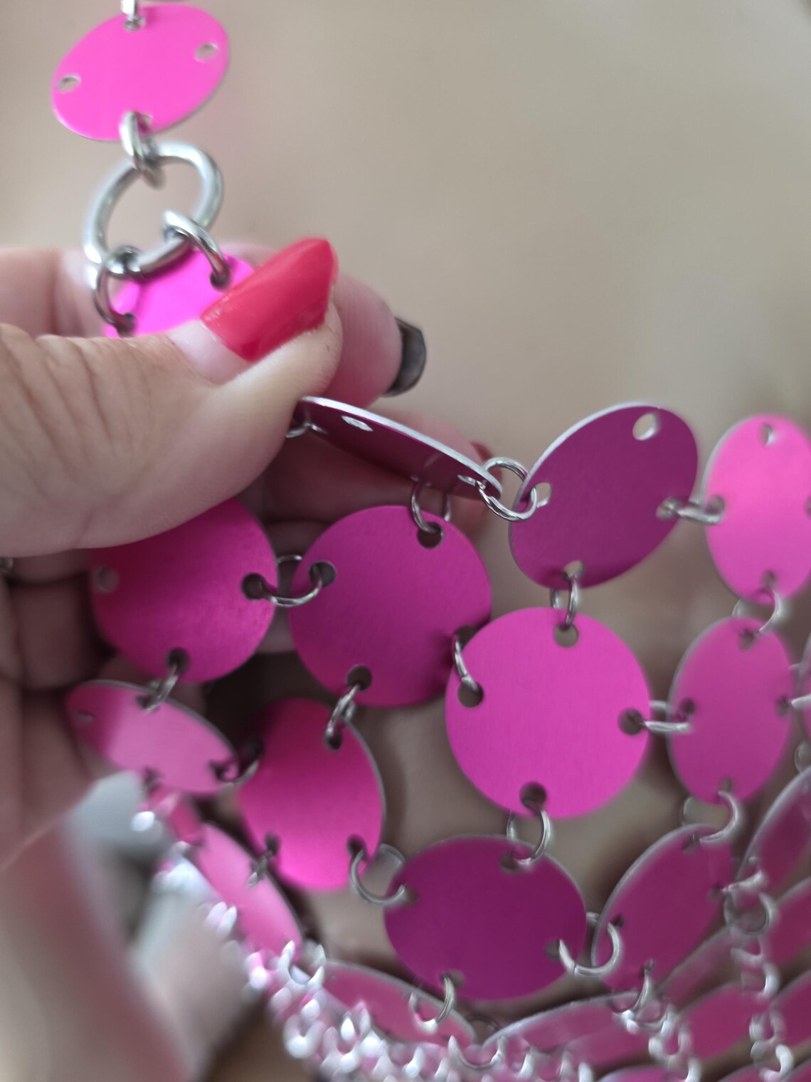 Hot Pink Disc Body Chain Halter Top  – Festival Gala Goddess Formal Accessory