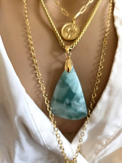 Layered Aventurin & Hemimorphite Halskette Set - 4 separate 18k vergoldet Halsketten Echte Steine - Einstellbare Länge