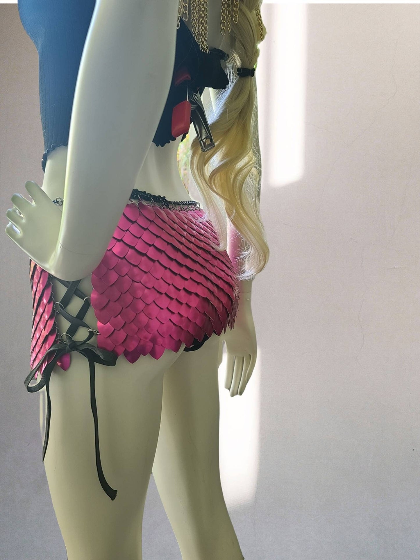 Halloween Viking, Dragon, Fairy Scalemail Cosplay Chainmail Festival Outfit Corset Skirt Rave Costume