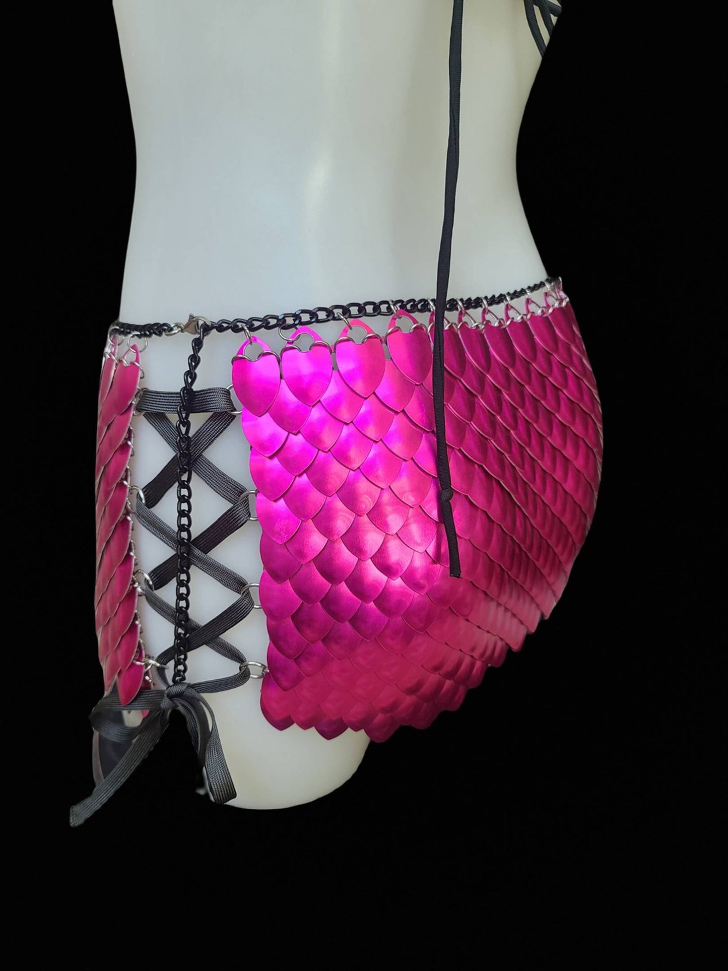 Halloween Viking, Dragon, Fairy Scalemail Cosplay Chainmail Festival Outfit Corset Skirt Rave Costume