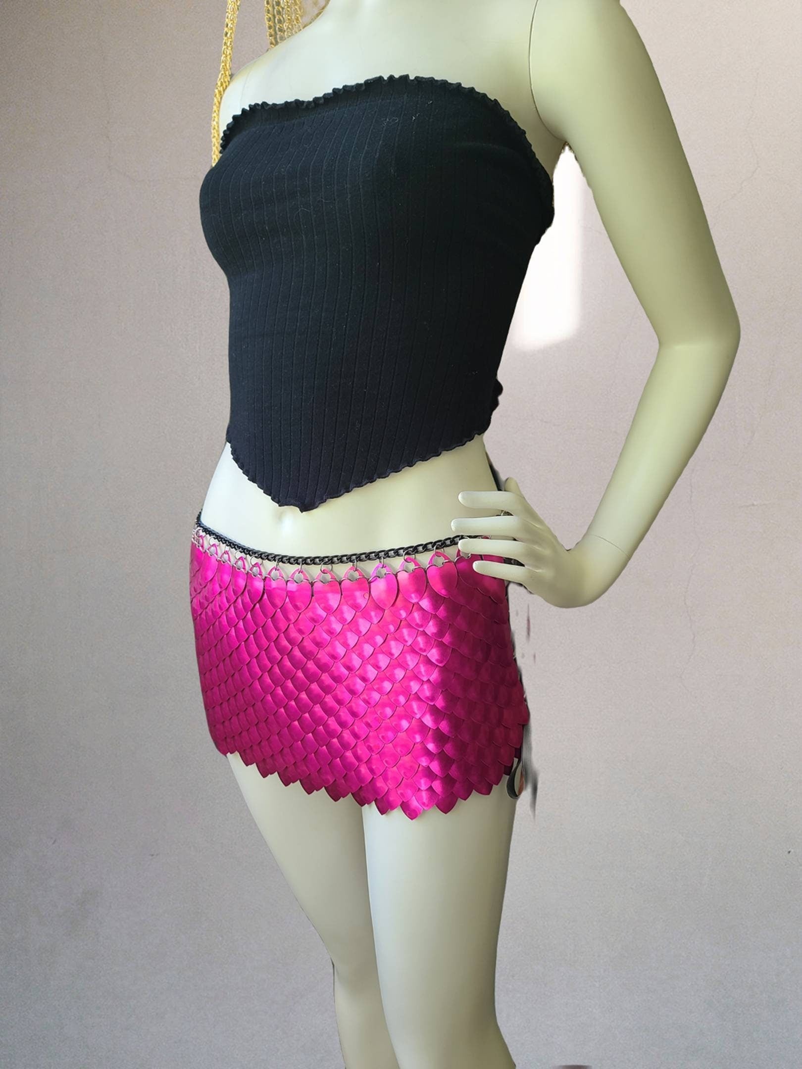 Halloween Viking, Dragon, Fairy Scalemail Cosplay Chainmail Festival Outfit Corset Skirt Rave Costume