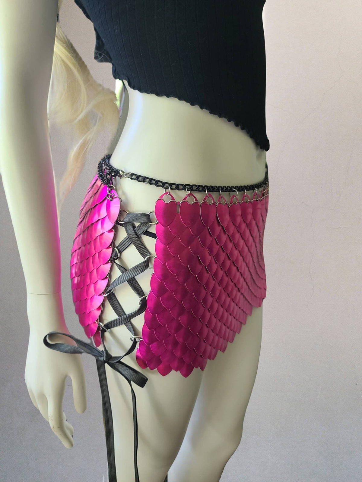 Halloween Viking, Dragon, Fairy Scalemail Cosplay Chainmail Festival Outfit Corset Skirt Rave Costume