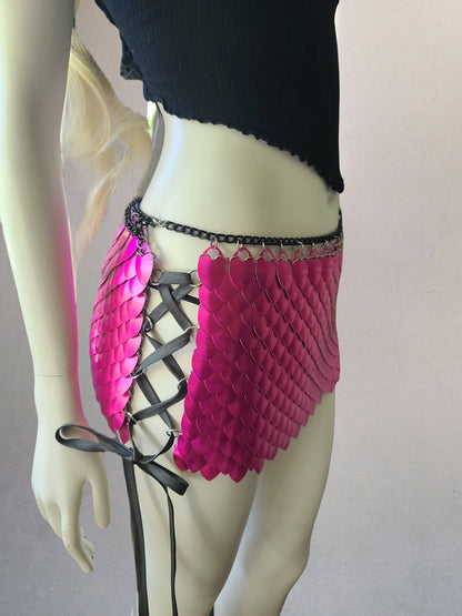 Halloween Viking, Dragon, Fairy Scalemail Cosplay Chainmail Festival Outfit Corset Skirt Rave Costume