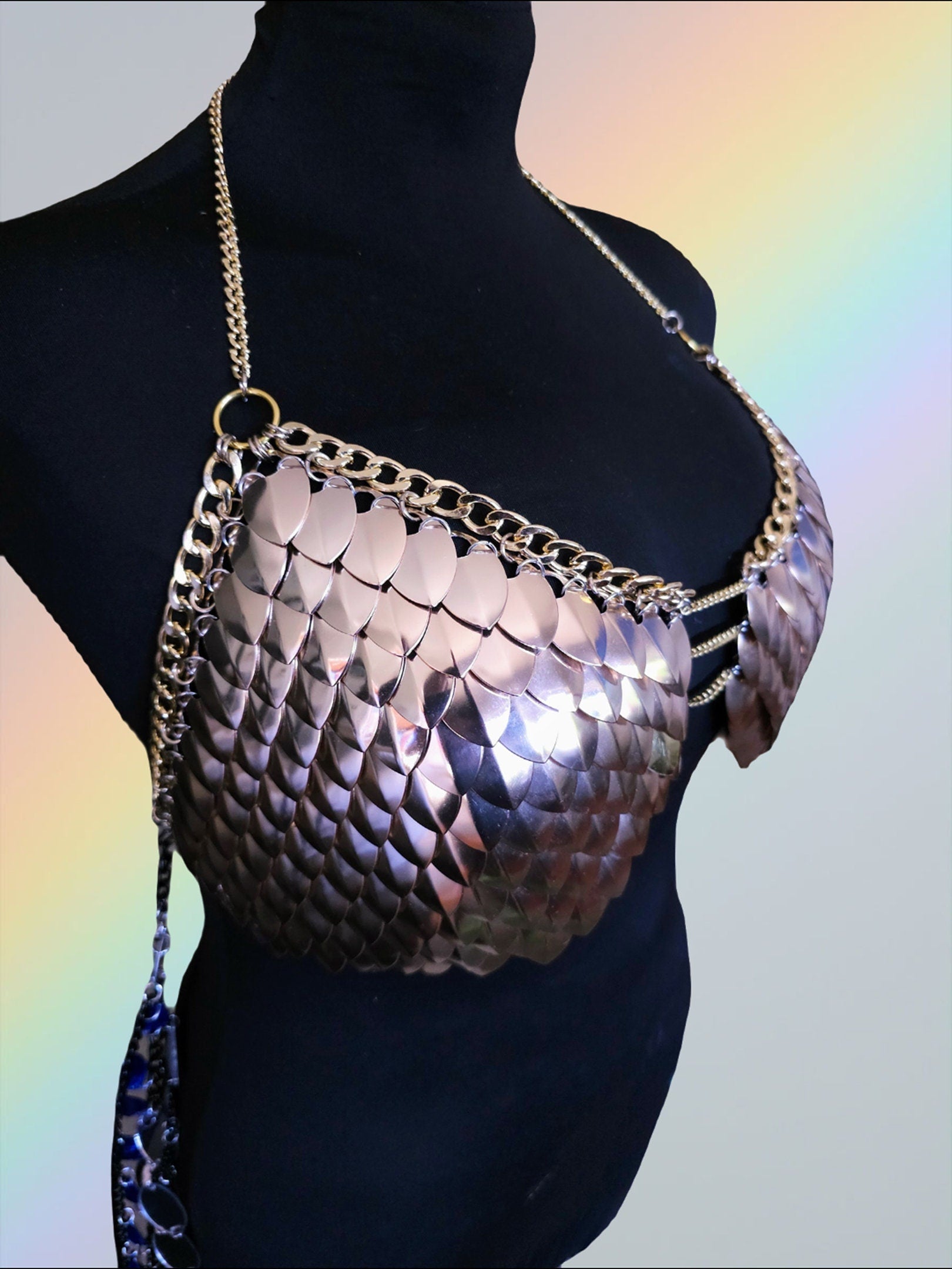 Plus Size! Festival Outfit Scalemail Corset Top, or Rave Viking, Dragon, Fairy Cosplay Costume, Renaissance Dress
