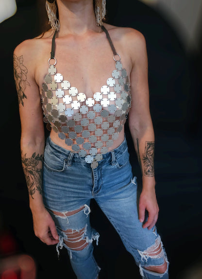 Festival Clothing Rave Chain Crystal Bra Bralette Outfit Sparkle Rhinestone Gem Lingerie - EDM Concert Outfit, Burlesque costume