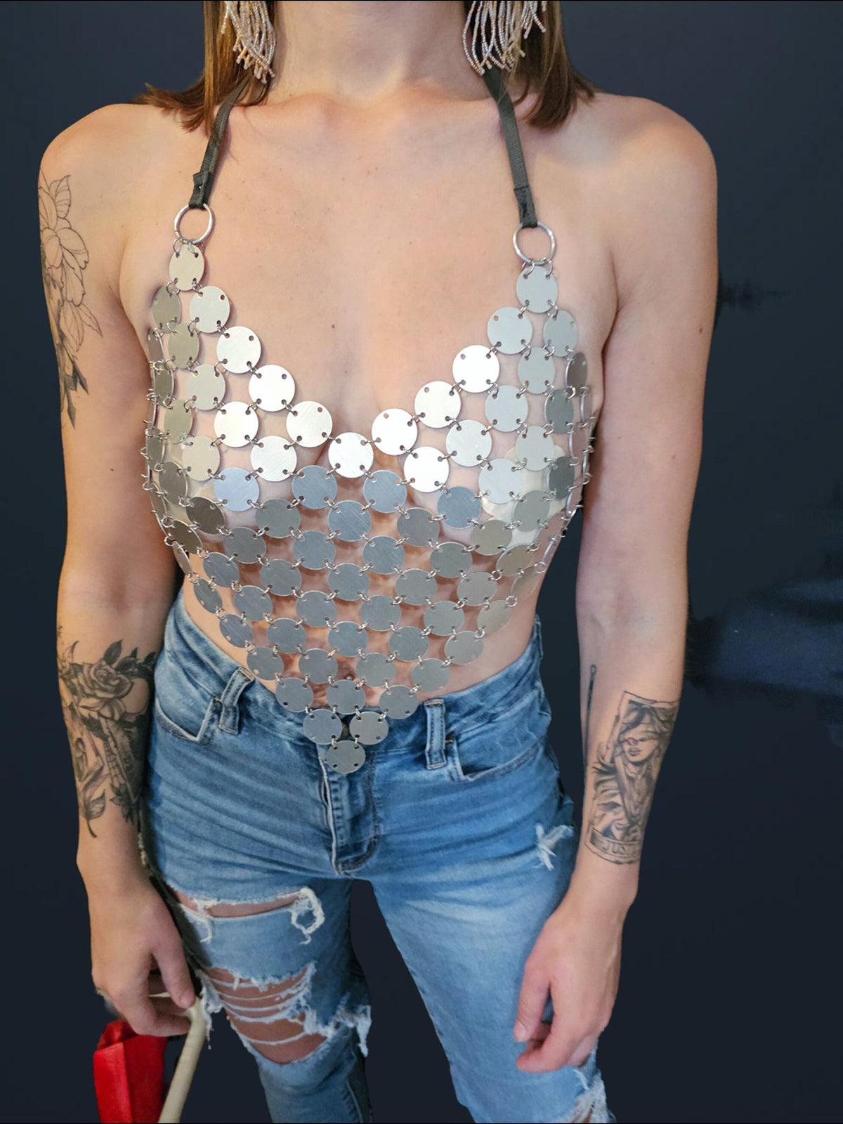 Festival Clothing Rave Chain Crystal Bra Bralette Outfit Sparkle Rhinestone Gem Lingerie - EDM Concert Outfit, Burlesque costume