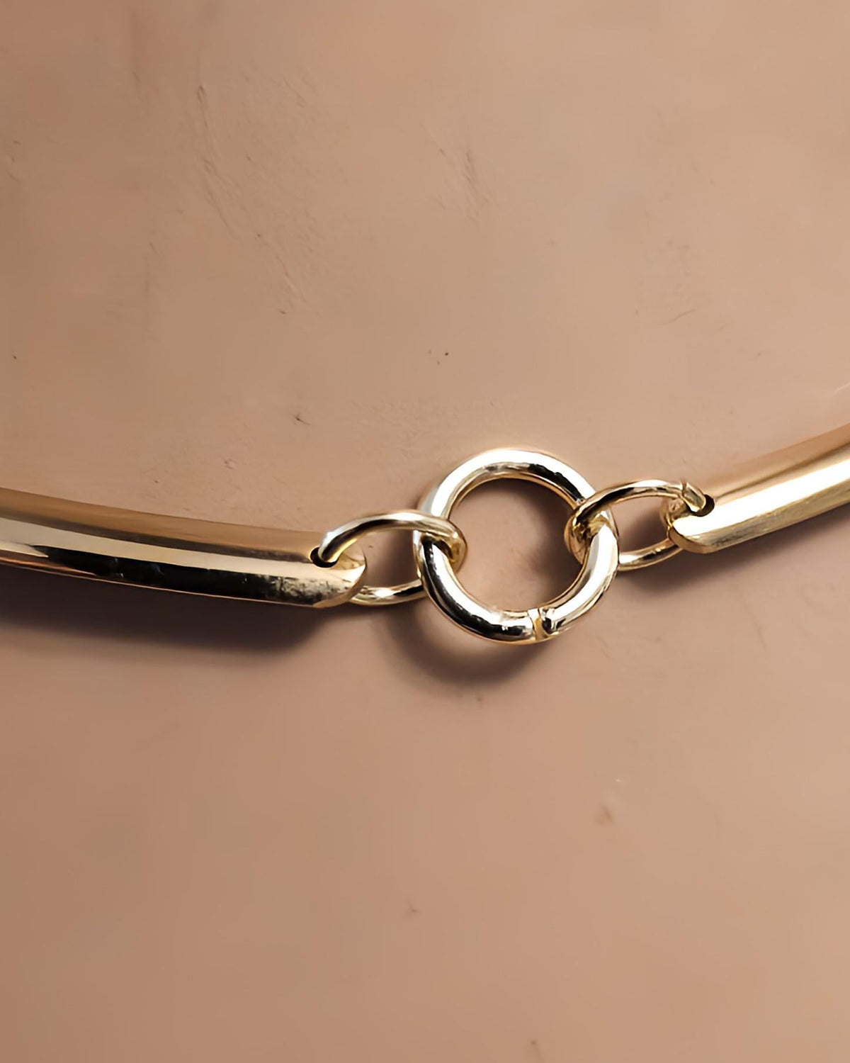 Gold Discreet Day Collar Choker Submissive Necklace with Permanent Locking Ring Option - Submissive O Ring BDSM Aesthetic Jewelry