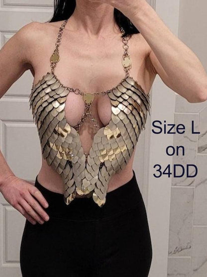 Metal Purple Breastplate Corset Armor, Fantasy Scalemail Dragon Scale Womens Armor, Royal Fae Gala Fairytale Costume, Viking, Fairy Cosplay