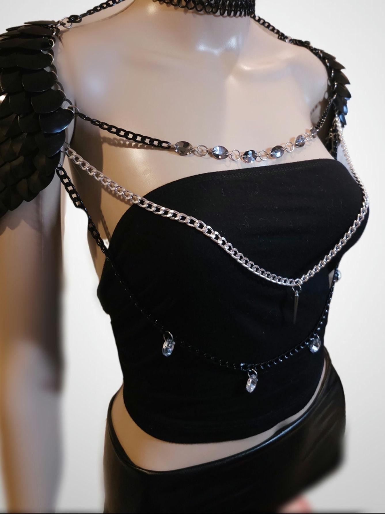 Metal Gold Shoulder Armor, Fantasy Scalemail Dragon Scale Womens Armor, Royal Fae Gala Fairytale Costume, Viking, Fairy Cosplay, Bookish