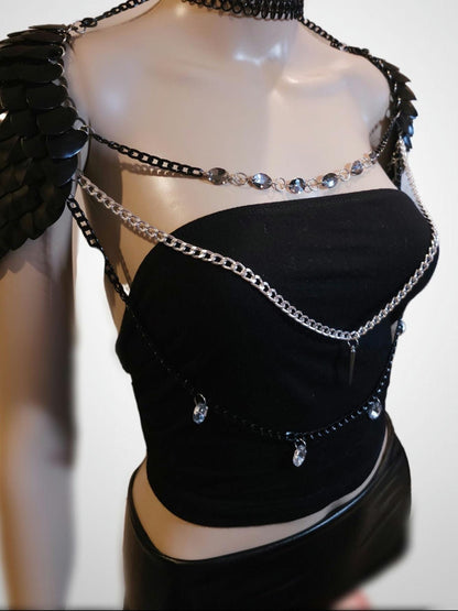 Metal Gold Shoulder Armor, Fantasy Scalemail Dragon Scale Womens Armor, Royal Fae Gala Fairytale Costume, Viking, Fairy Cosplay, Bookish