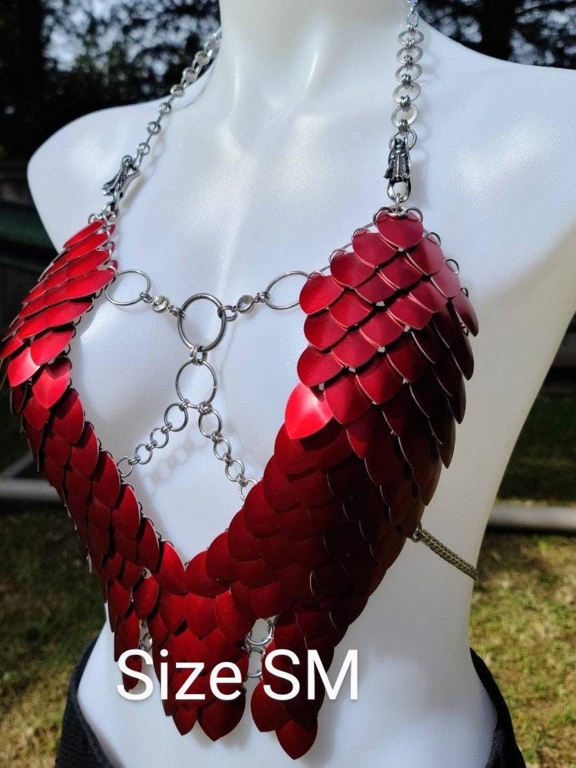 Metal Silver Breastplate Corset Armor, Fantasy Scalemail Dragon Scale Womens Armor, Royal Fae Gala Fairytale Costume, Viking, Fairy Cosplay