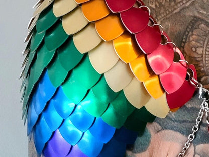 Metal Rainbow Shoulder Armor, Fantasy Scalemail Dragon Scale Womens Armor, Royal Fae Gala Fairytale Costume, Viking, Fairy Cosplay, Bookish