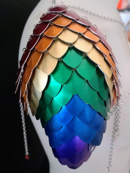 Metal Rainbow Shoulder Armor, Fantasy Scalemail Dragon Scale Womens Armor, Royal Fae Gala Fairytale Costume, Viking, Fairy Cosplay, Bookish