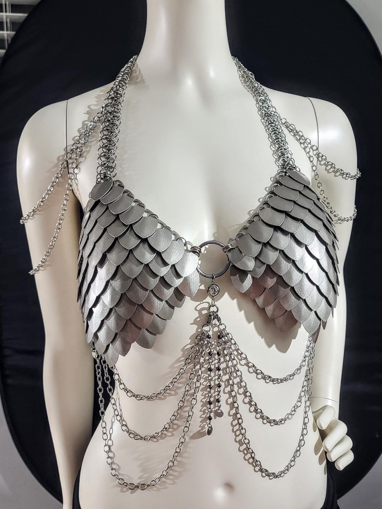 Halloween Festival Outfit Scalemail Corset Top,  or Rave Viking, Dragon, Fairy Cosplay Costume,   - QUALITY MADE in CANADA