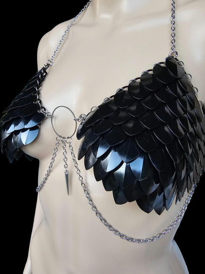 Halloween Festival Outfit Scalemail Corset Top, Concert Rave Viking Shield Maiden Armor, Dragon, Fairy Cosplay Costume - QUALITY MADE in CAN