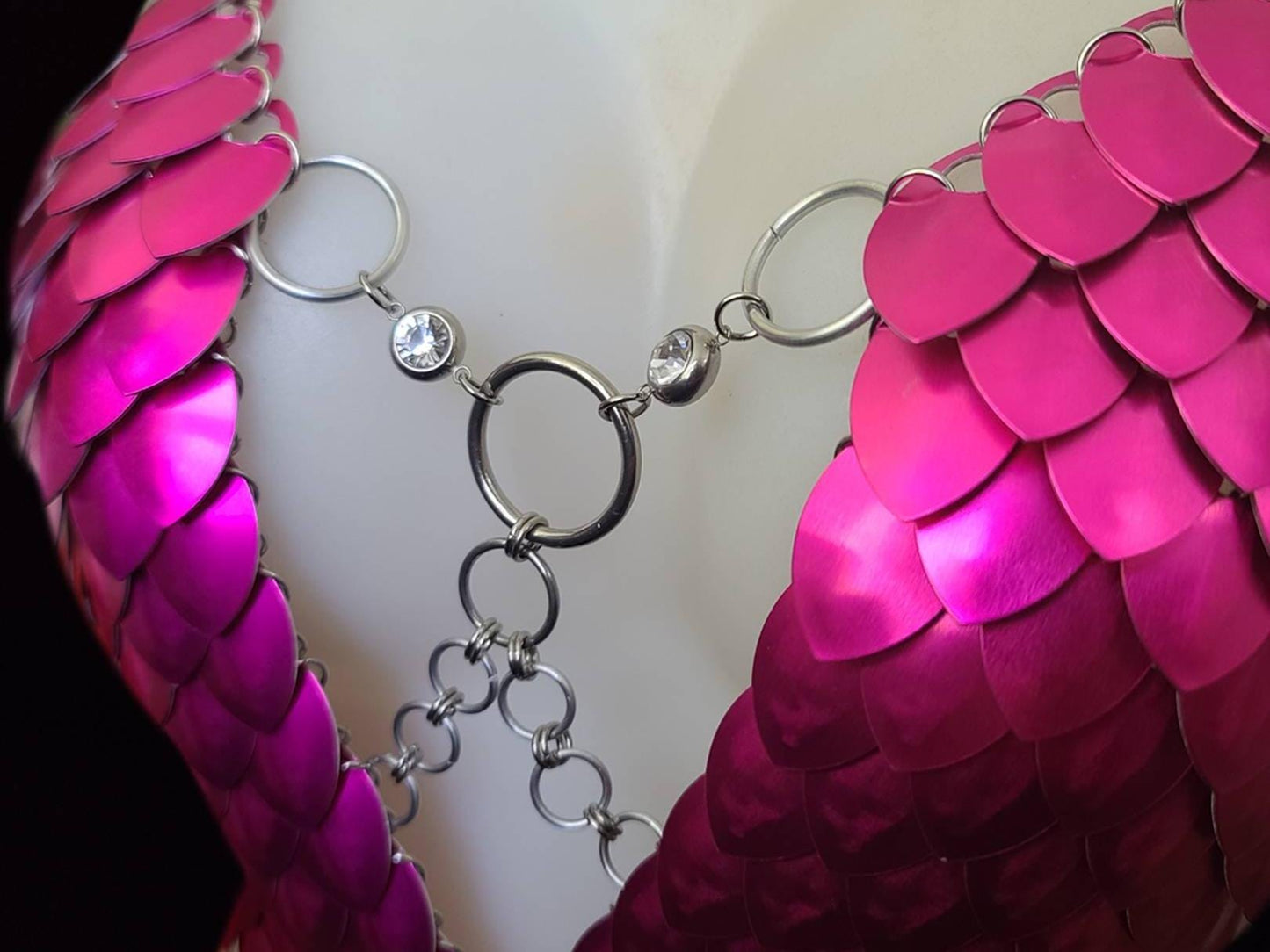 Metal Pink Breastplate Corset Armor, Fantasy Scalemail Dragon Scale Womens Armor, Royal Fae Gala Fairytale Costume, Viking, Fairy Cosplay