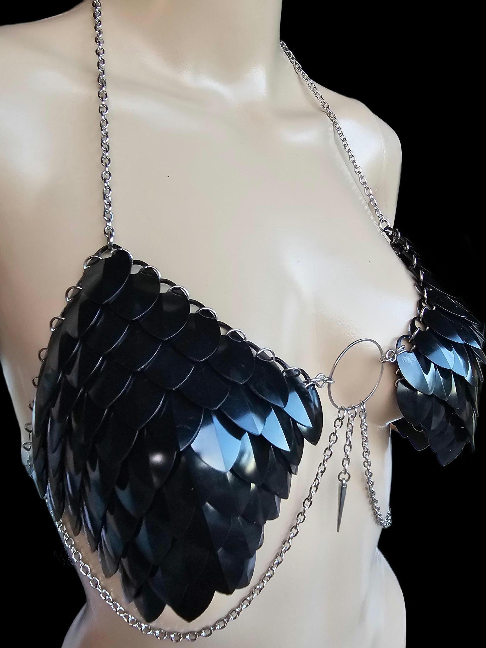 Halloween Festival Outfit Scalemail Corset Top, Concert Rave Viking Shield Maiden Armor, Dragon, Fairy Cosplay Costume - QUALITY MADE in CAN