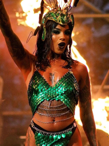 Metal Molded Breastplate Corset Armor, Fantasy Scalemail Dragon Scale Womens Armor, Royal Fae Gala Fairytale Costume, Viking, Fairy Cosplay