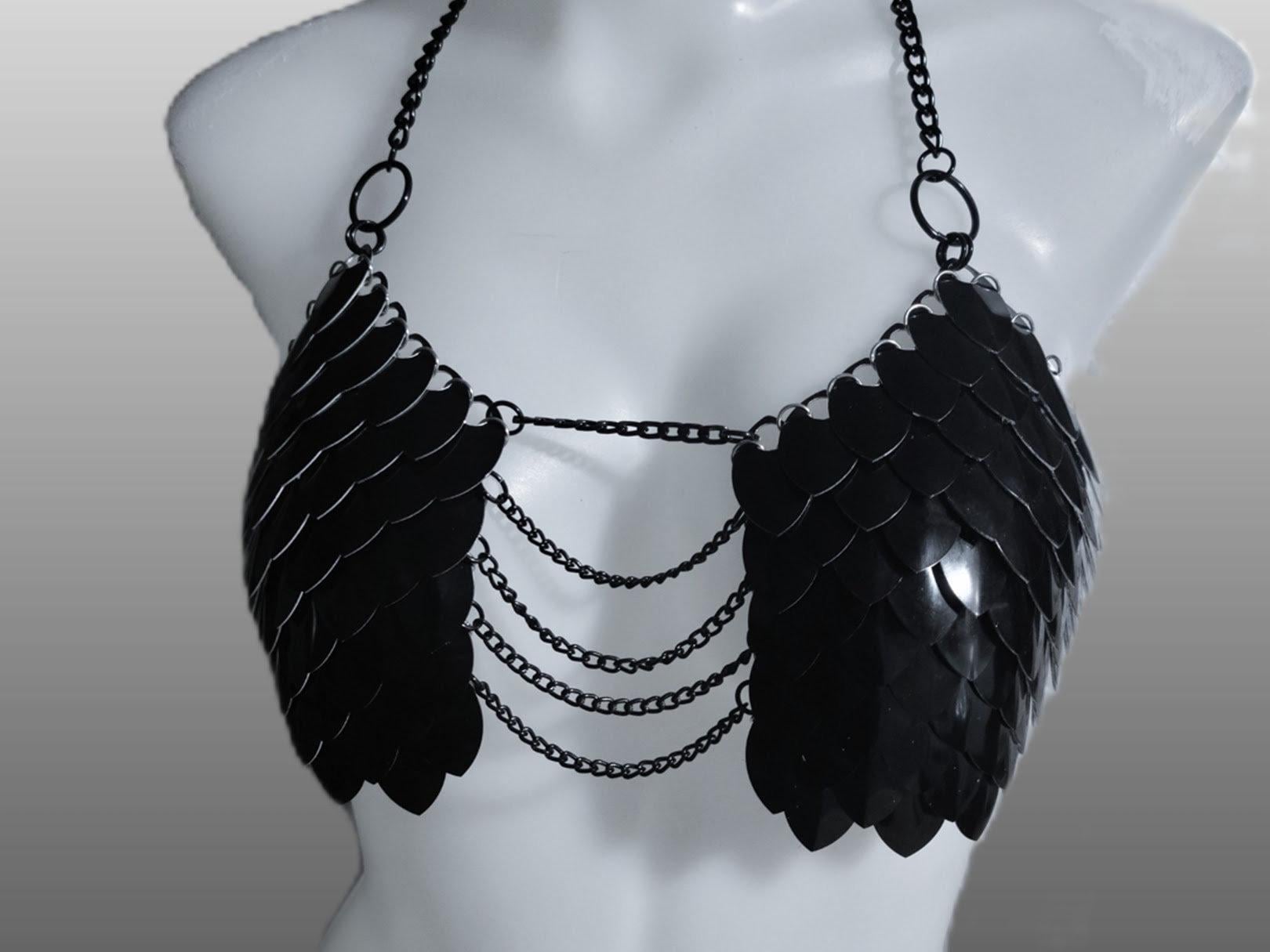 Metal Black Breastplate Corset Armor, Fantasy Scalemail Dragon Scale Womens Armor, Royal Fae Gala Fairytale Costume, Viking, Fairy Cosplay