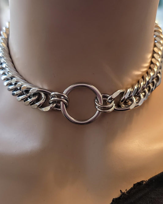 Discreet Day Collar Choker Chunky Mens or Womens Necklace | Submissive BDSM Jewelry Goth Punk Edgy Style with Permanent Locking Clasp Option
