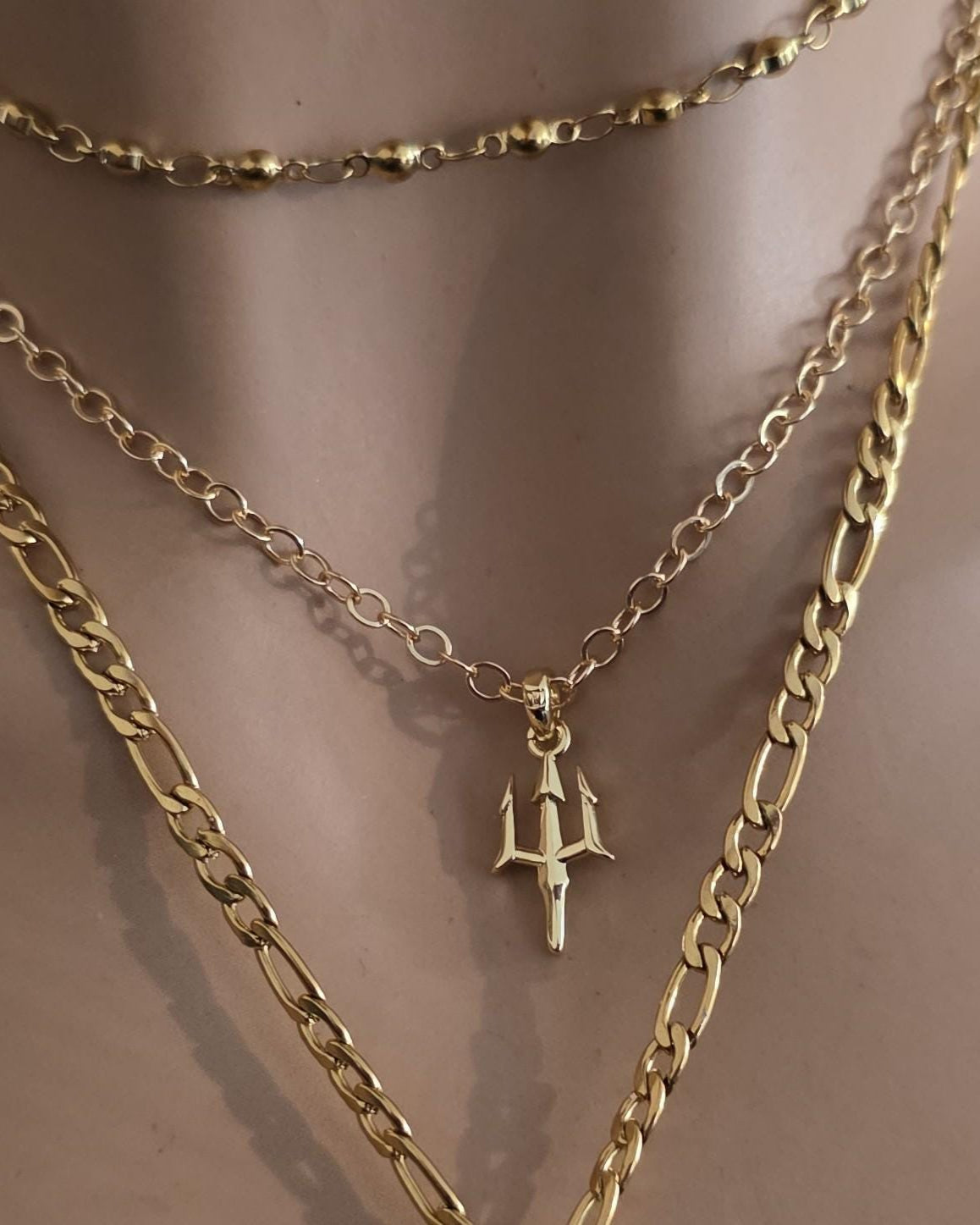 Green Sea Glass and Gold Multi Strand Layered Pendant Necklace Set - Great mom or girlfriend gift, boho ocean lover, beach jewelry