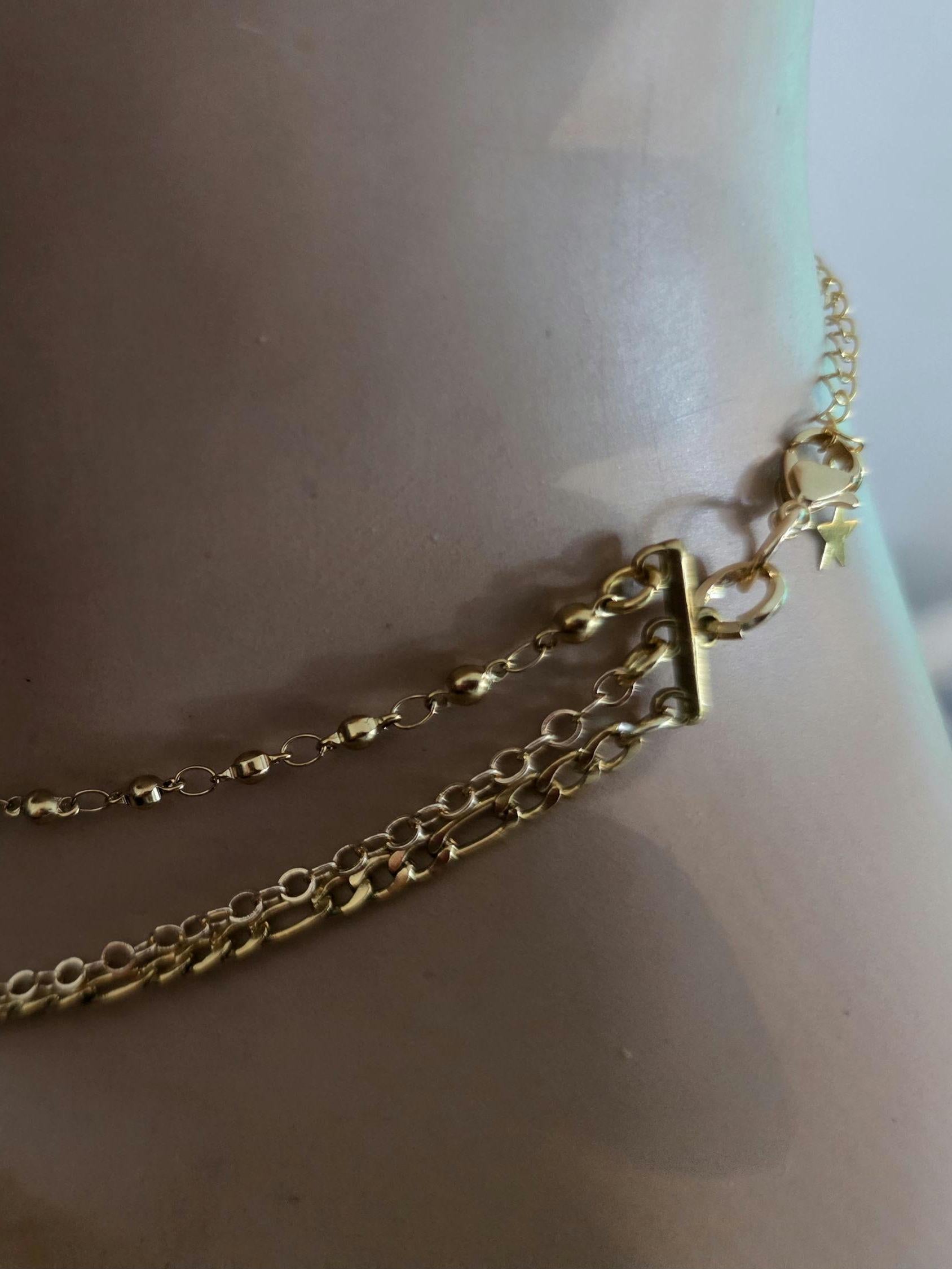 Green Sea Glass and Gold Multi Strand Layered Pendant Necklace Set - Great mom or girlfriend gift, boho ocean lover, beach jewelry