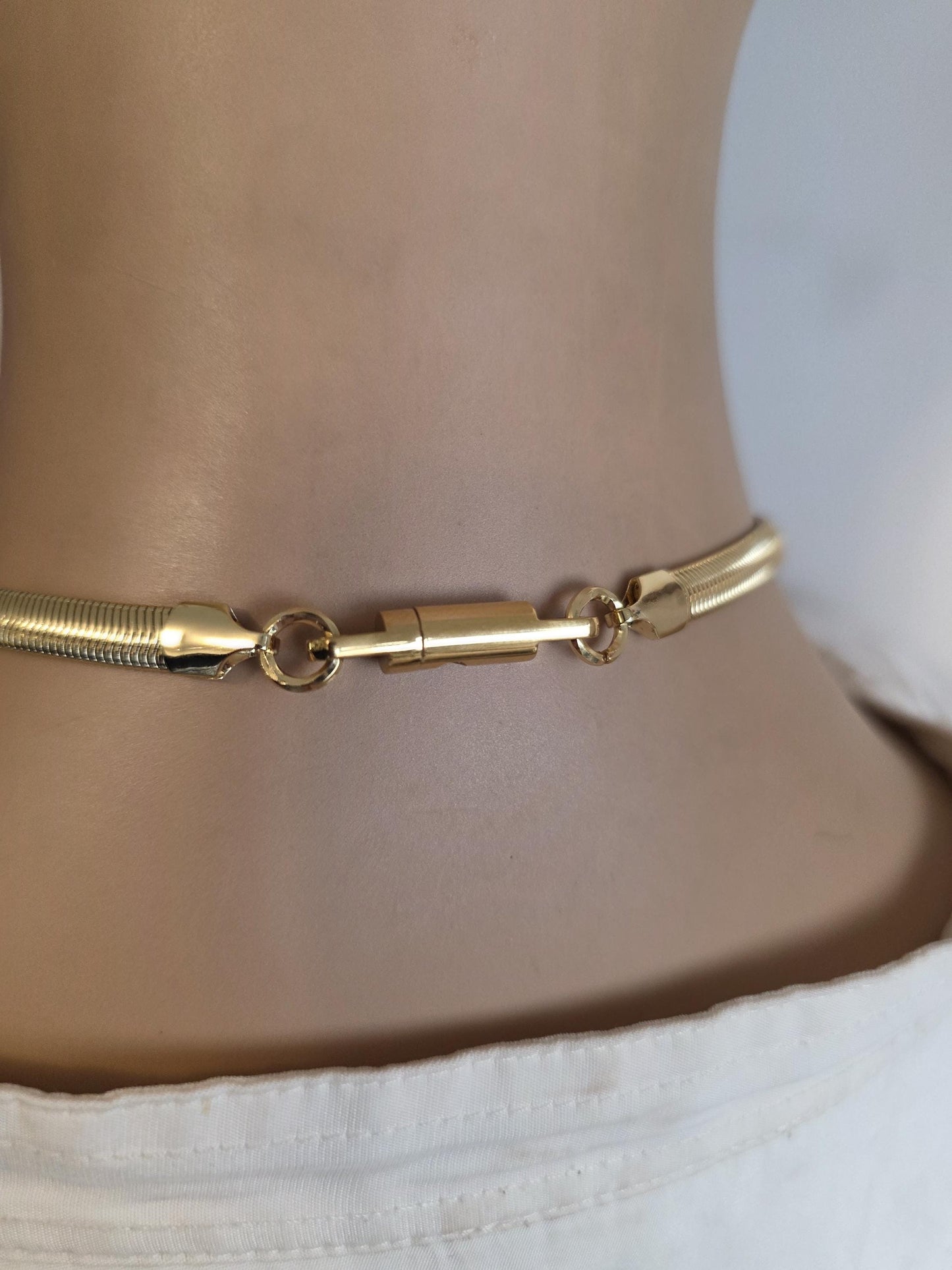 Gold Discreet Day Collar Submissive Choker Necklace with Permanent Locking Clasp Option - BDSM Jewelry