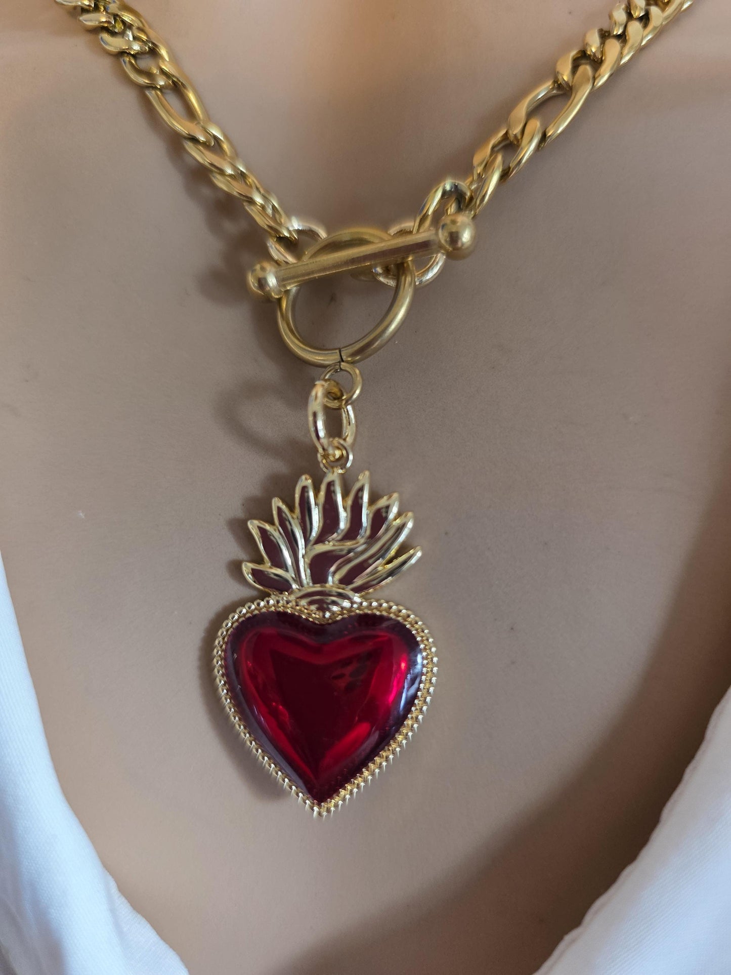 Gold Sacred Heart Layered Pendant Necklace Set - 3 Separate Necklaces, Angel Number 11:11