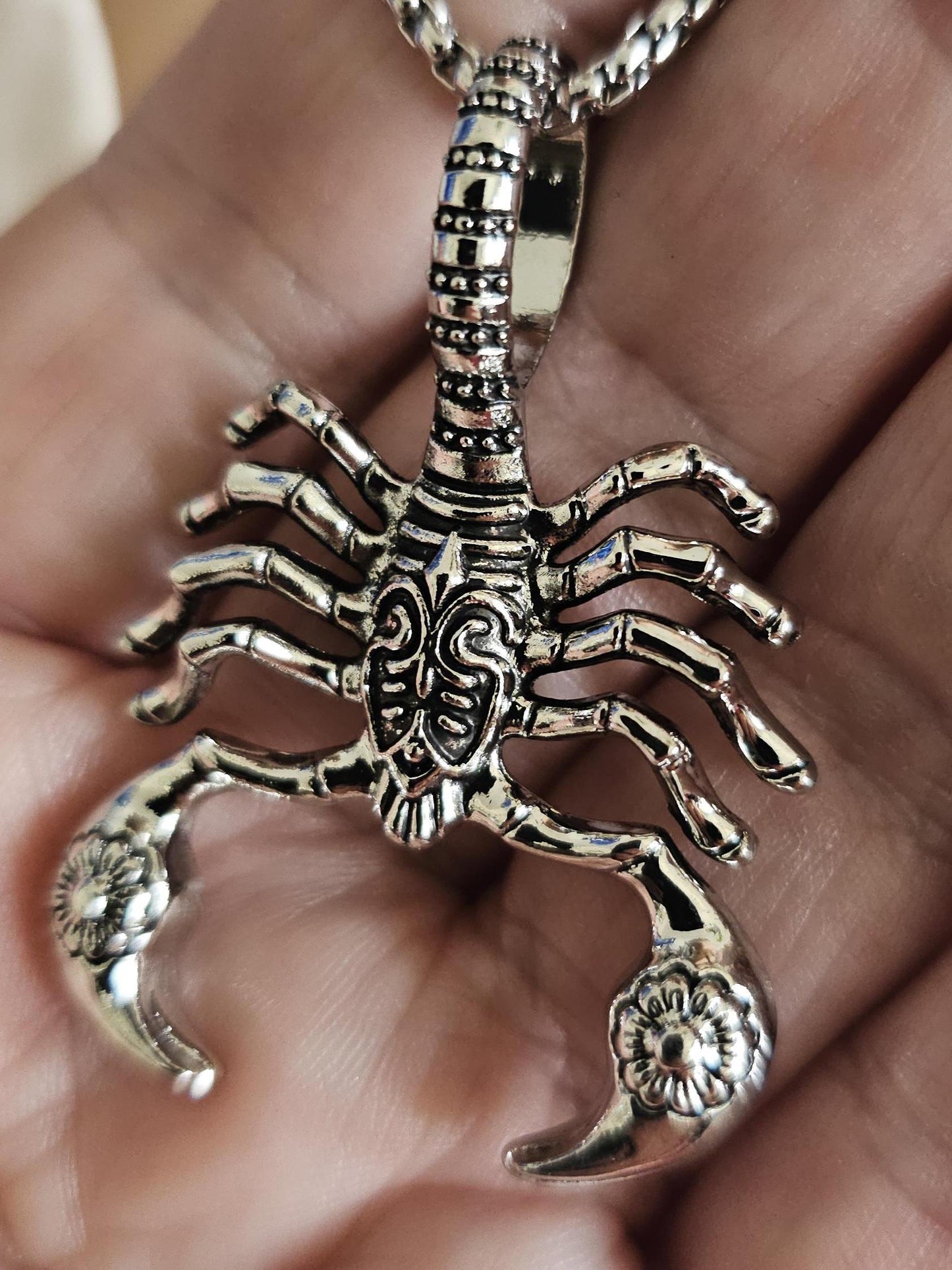 Scorpion Scorpio Steel Edgy Mens or Womens Chunky Punk Aesthetic Pendant Necklace - Handmade Jewelry Statement gift for her gift for him