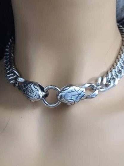 Snake Gothic Punk Collar Choker Necklace  | Stunning Dark Academia aesthetic handmade necklace gift for her