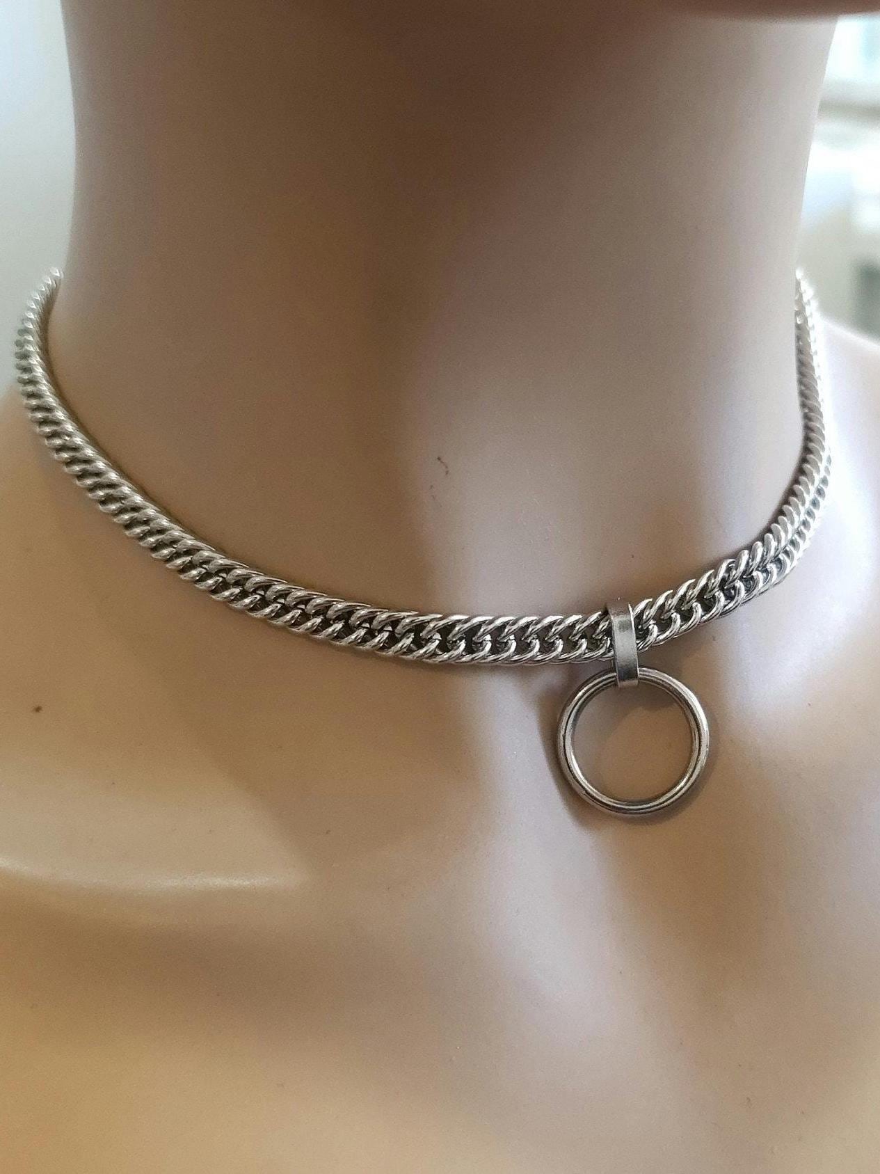 Surgical Steel Day Collar Gothic Punk Choker Necklace | Submissive Style with Permanent Locking Clasp Options