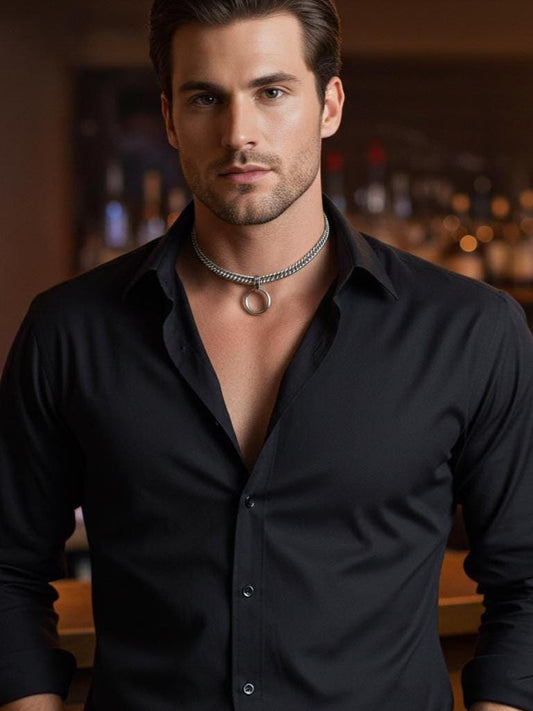Mens Discreet Day Collar BDSM Submissive Choker Necklace with Permanent Locking Options | Couples jewelry