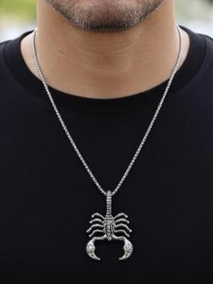Mens Scorpion or Scorpio Pendant Necklace: Chunky Astrology Stainless Steel Jewelry