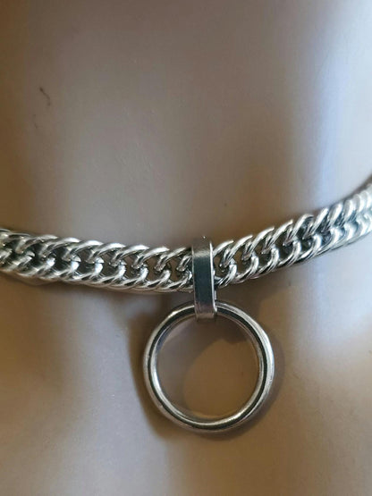 Surgical Steel Day Collar Gothic Punk Choker Necklace | Submissive Style with Permanent Locking Clasp Options