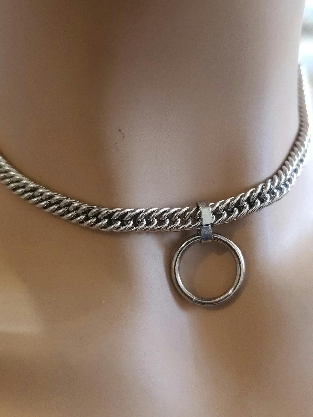 Surgical Steel Day Collar Gothic Punk Choker Necklace | Submissive Style with Permanent Locking Clasp Options