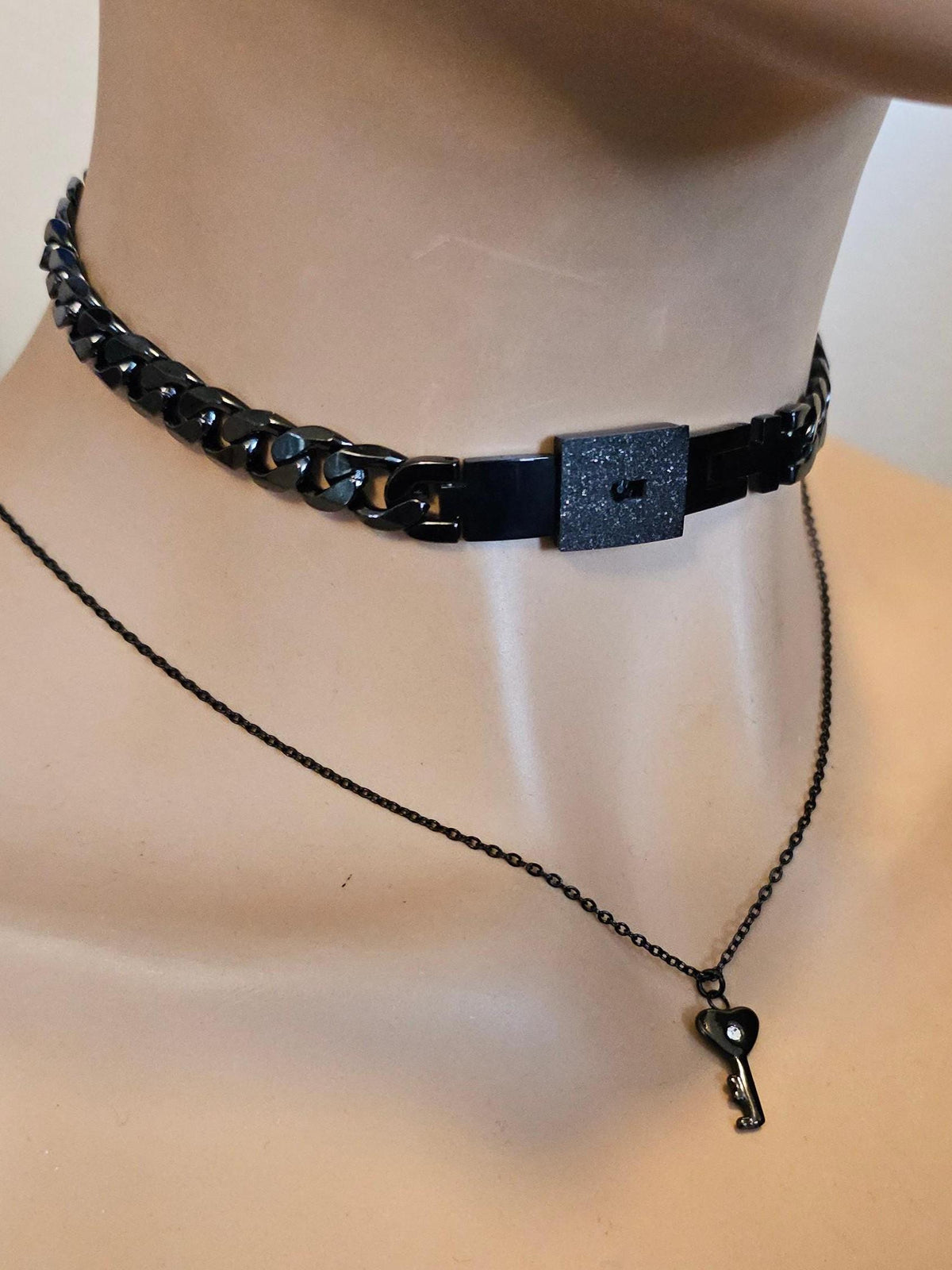 Lock It In - Black Luxury Day Collar Elegant Submissive Style Locking Choker Necklace & Key