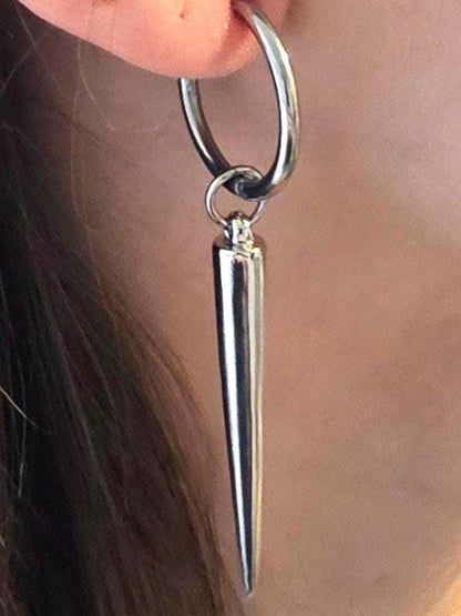 Surgical Steel Hypoallergenic Huggie Hoop Spike Goth Earrings - Handmade gothic punk alt grunge jewelry