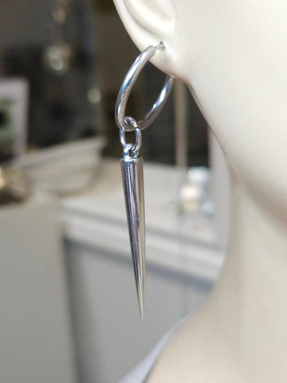 Surgical Steel Hypoallergenic Huggie Hoop Spike Goth Earrings - Handmade gothic punk alt grunge jewelry
